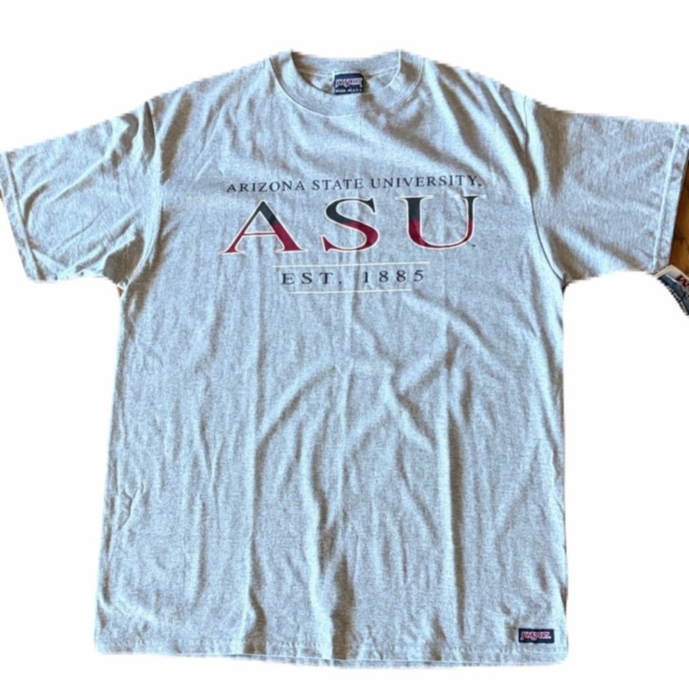 Vintage Authentic Jansport Gray ASU Short Sleeve Tee Size L Made in USA